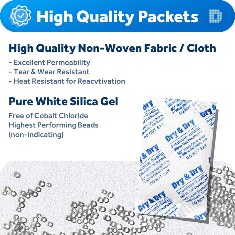  [AUSTRALIA] - Dry & Dry 30 Gram [10 Packets] Premium Silica Gel Packets Desiccant Packs Dehumidifier - Rechargeable Fabric Silica Packets, Moisture Absorbers, Silica Gel 10 Pack