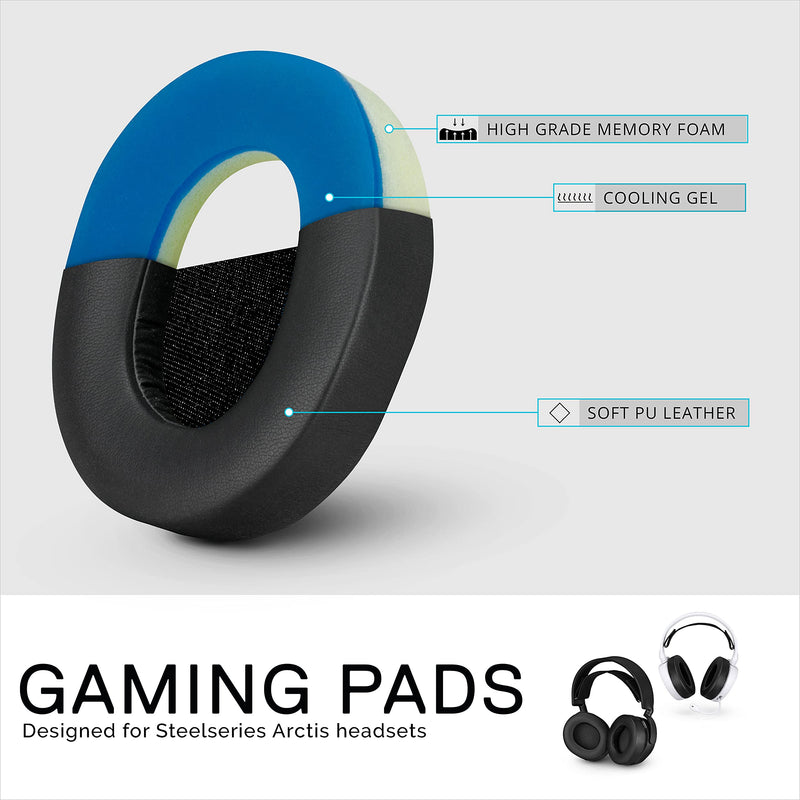  [AUSTRALIA] - Enhanced Gaming Earpads for Steelseries Arctis, Enhanced Gel & Memory Foam for Comfort & Cooling, Designed for All Arctis 1, 3, 5, 7, 9, Pro & Prime, by Brainwavz (Black) Black