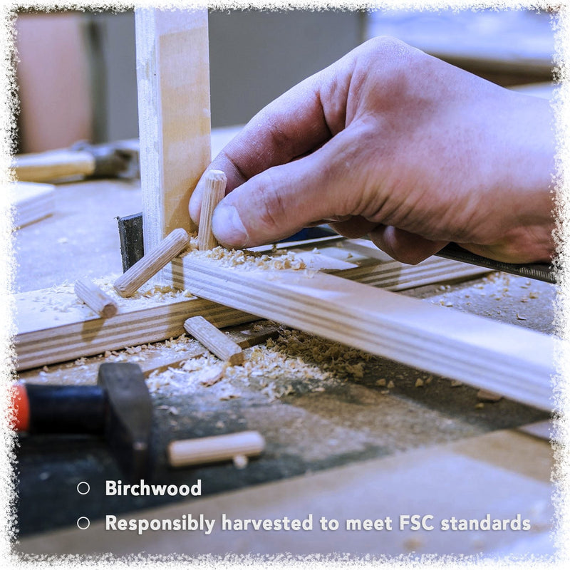  [AUSTRALIA] - 100 Pack 3/8" x 2" Wooden Dowel Pins Wood Kiln Dried Fluted and Beveled, Made of Hardwood