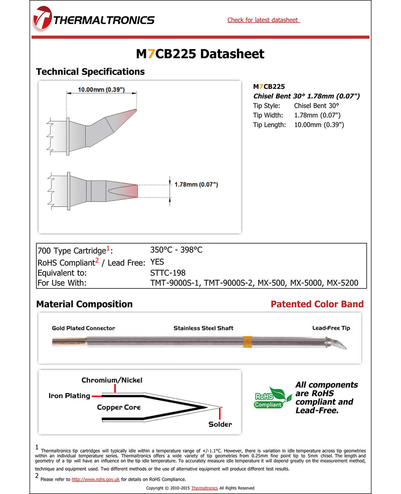  [AUSTRALIA] - Thermaltronics M7CB225 Chisel Bent 30deg 1.78mm (0.07in) interchangeable for Metcal STTC-198