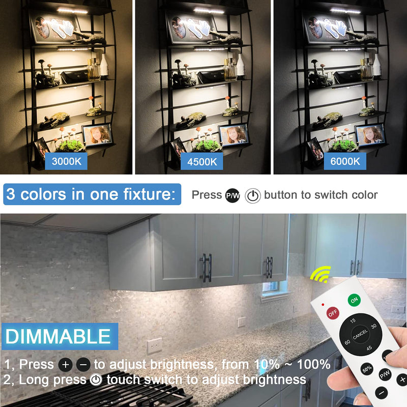 Anbock Rechargeable Under Cabinet Lighting with Remote, 20-LED Closet Lights Wireless Under Counter Lights for Kitchen Night Light Strip Bar with Touch Control for Wardrobe, Stairs 3 Colors (3 Pack) Remote 3 packs - LeoForward Australia