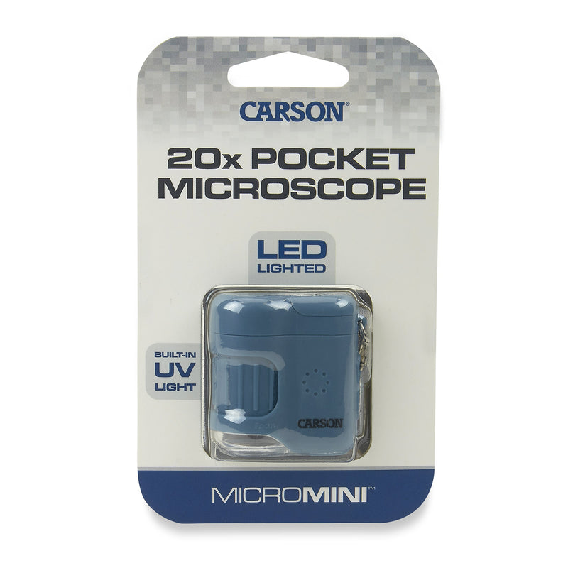  [AUSTRALIA] - Carson MicroMini 20x LED Lighted Pocket Microscope with Built-In UV and LED Flashlight Blue