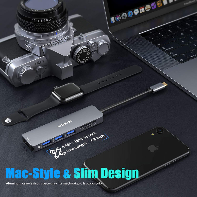 USB C Adapter for MacBook MacBook Pro Adapter USB C Hub Mac Dongle Multiport Adapter,USB-C to HDMI(4K 60Hz), Sd/TF and 3 USB 3.0 Port 6 in 1 - LeoForward Australia