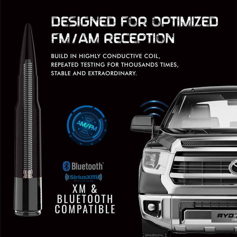  [AUSTRALIA] - RYDONAIR Antenna Compatible with Toyota Tundra 2014-2023 & Toyota Tacoma 1995-2015 - Internal Conductive Coil - 304 Stainless Steel Threading - Anti-Scratch Metallic Paint