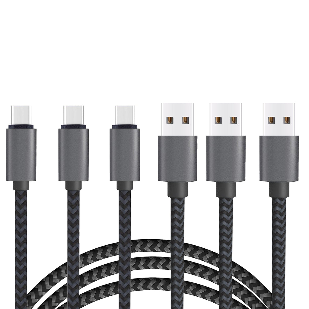  [AUSTRALIA] - USB Type C Cable 3ft 3Pack by Ailun High Speed Type-C to USB A Sync and Charging Nylon Braided Cable for Galaxy S22,Galaxy S21,Galaxy s20 and More Smartphone Tablets Silver BlackGrey NOT Micro USB 3ft 3ft 3ft