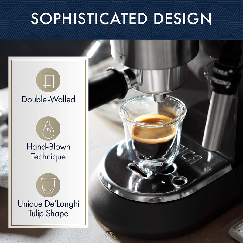  [AUSTRALIA] - De'Longhi DeLonghi Double Walled Thermo Espresso Glasses, Set of 2, Regular, Clear Espresso Glasses (set of 2)