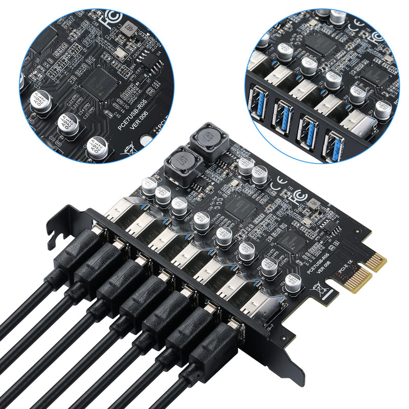  [AUSTRALIA] - MZHOU 7 Port PCI Express Expansion Card, USB 3.0 7 Port Front Expansion Card, Connect 7 Devices Expanded 7 USB 3.0