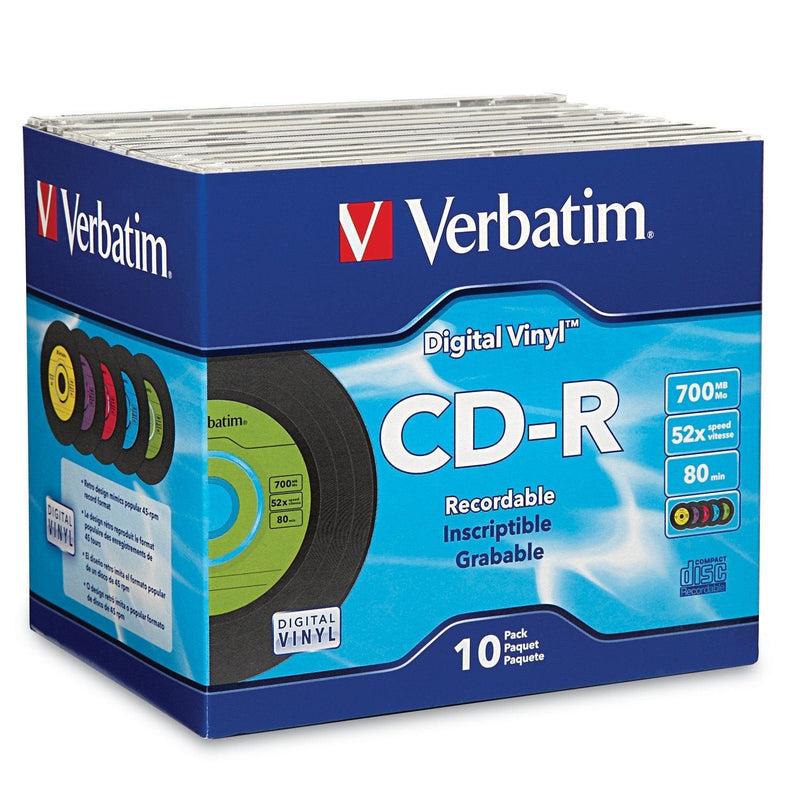  [AUSTRALIA] - Verbatim CD-R 80min 52X with Digital Vinyl Surface - 10pk Slim Case - 94439 10 Discs - Slim Case Branded