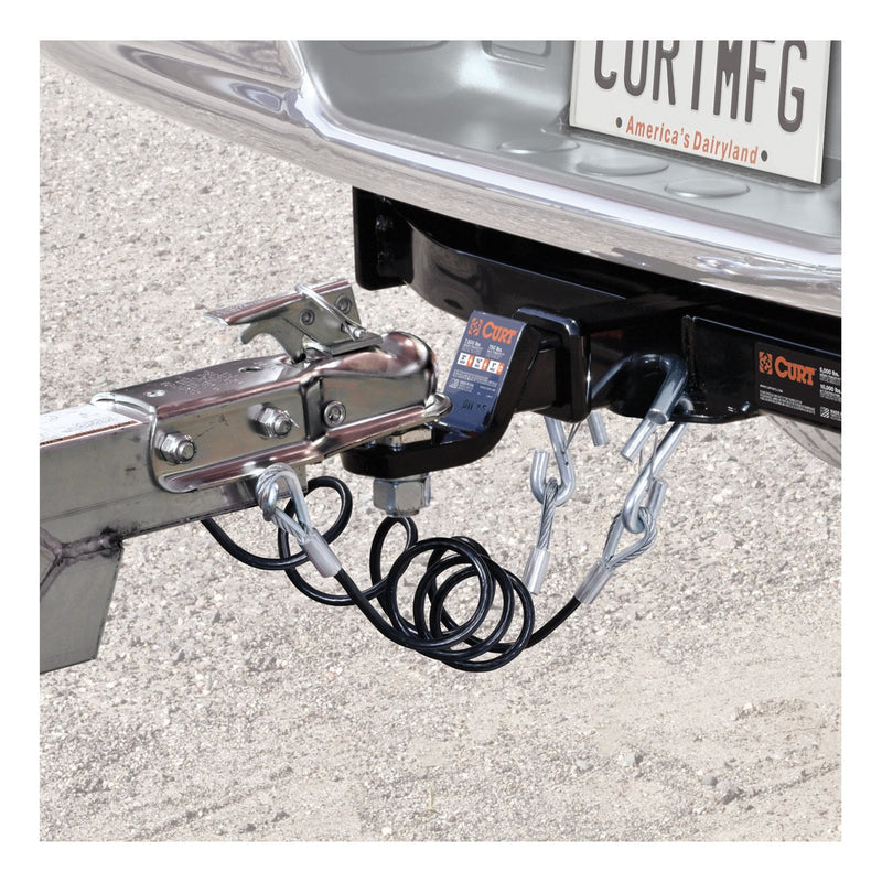  [AUSTRALIA] - CURT 80136 43-7/8-Inch Nylon-Coated Trailer Safety Cables, 3/8-Inch Snap Hooks, 3,500 lbs. Break Strength, 2-Pack