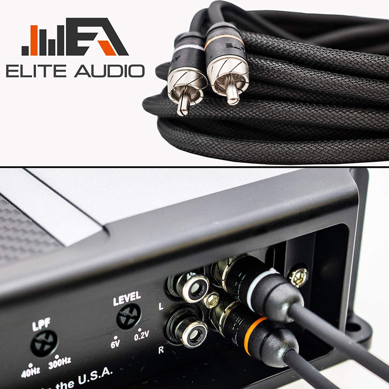 Elite Audio Premium Series 100% OFC Copper RCA Interconnects Stereo Cable, 2 Channel 1.5' Cord (2 x RCA Male to 2 x RCA Male Audio Cable, Double-Shielded with Noise Reduction, 1.5 Feet Long) - LeoForward Australia
