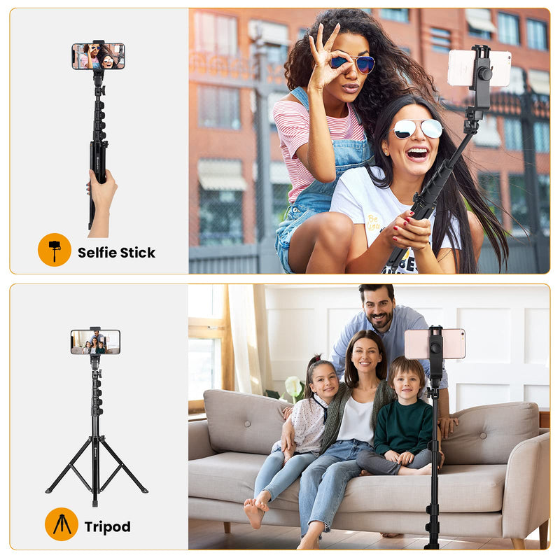  [AUSTRALIA] - TARION 65.3" Phone Tripod Stand Mobile Selfie Tripod Stick with Remote Bluetooth Phone Clamp Travel Lightweight Smartphone Tripod Stand for Cell Phone Compact Camera Ring Light Video Recording Filming Light Stand(V1)