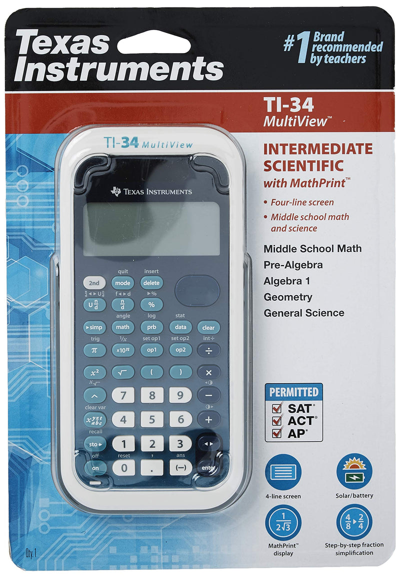  [AUSTRALIA] - Texas Instruments TI-34 MultiView Scientific Calculator Blue, White Single Pack