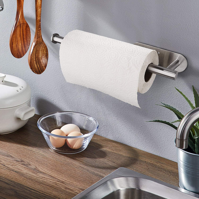  [AUSTRALIA] - Paper Towel Holders for Kitchen,Paper Towels Bulk- Self-Adhesive Under Cabinet,Both Available in Adhesive and Screws,Stainless Steel Silver 1