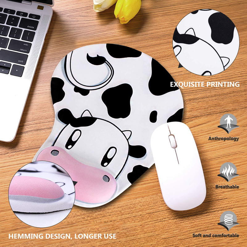  [AUSTRALIA] - Mouse Pad,Ergonomic Mouse Pad,Wrist Protected Elastic Gel Wrist Rest, Non-Slip Rubber Base Mouse Pad with Wrist Support for Gaming Computer Office Home Working Studying(Cow Style)