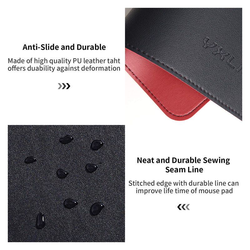 YXLILI Mouse Pad, Double-Sided Mouse Pads Small Round PU Leather Mouse Mat with Stitched Edge Waterproof Mouse Pads for Wireless Computer Mouse for Office Home Gaming Working Black/Red - LeoForward Australia