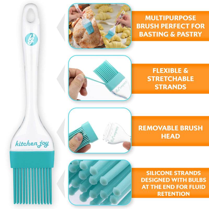  [AUSTRALIA] - Kitchen Joy Teal Silicone Basting Brush for Cooking, Food Brush, Silicone Brush, Cooking Brush, Butter Brush, BBQ Sauce Brush, Kitchen Brush for Cooking, Grilling, Baking, Pastry and BBQ 1