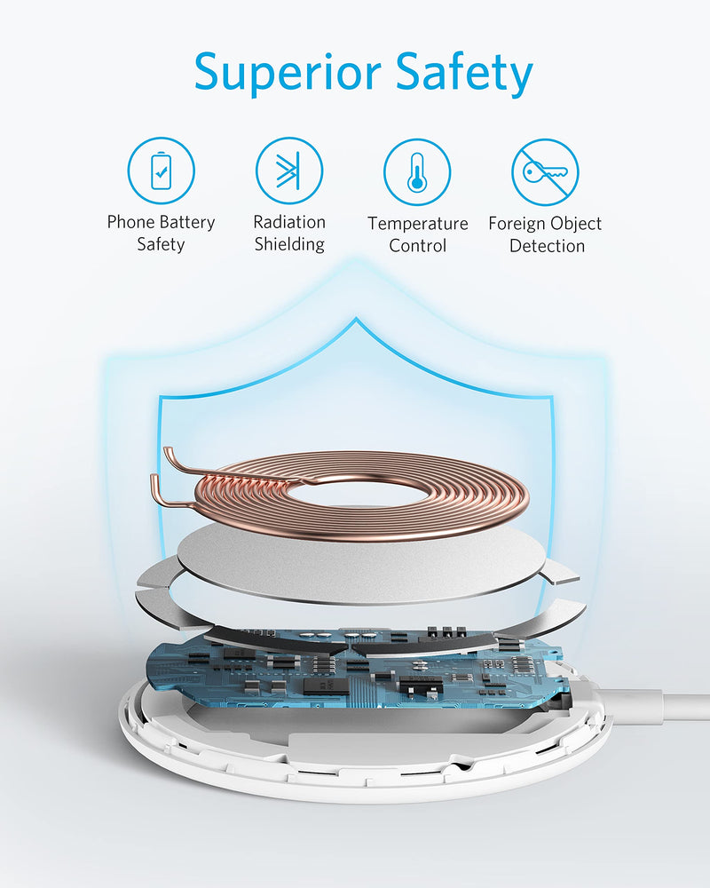  [AUSTRALIA] - Anker 7.5W Magnetic Wireless Charger with USB-C Charger Bundle, 5 ft Built-in USB-C Cable, 313 , (Pad) Only for iPhone 14/14 Pro/14 Pro Max/13/13 Pro Max With charger