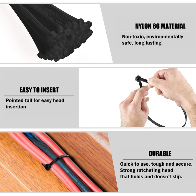  [AUSTRALIA] - 15" Black Zip Cable Ties (100 Pack), 120lbs Tensile Strength - Heavy Duty, Self-Locking Premium Nylon Cable Wire Ties for Indoor and Outdoor by Bolt Dropper 15" 120lb