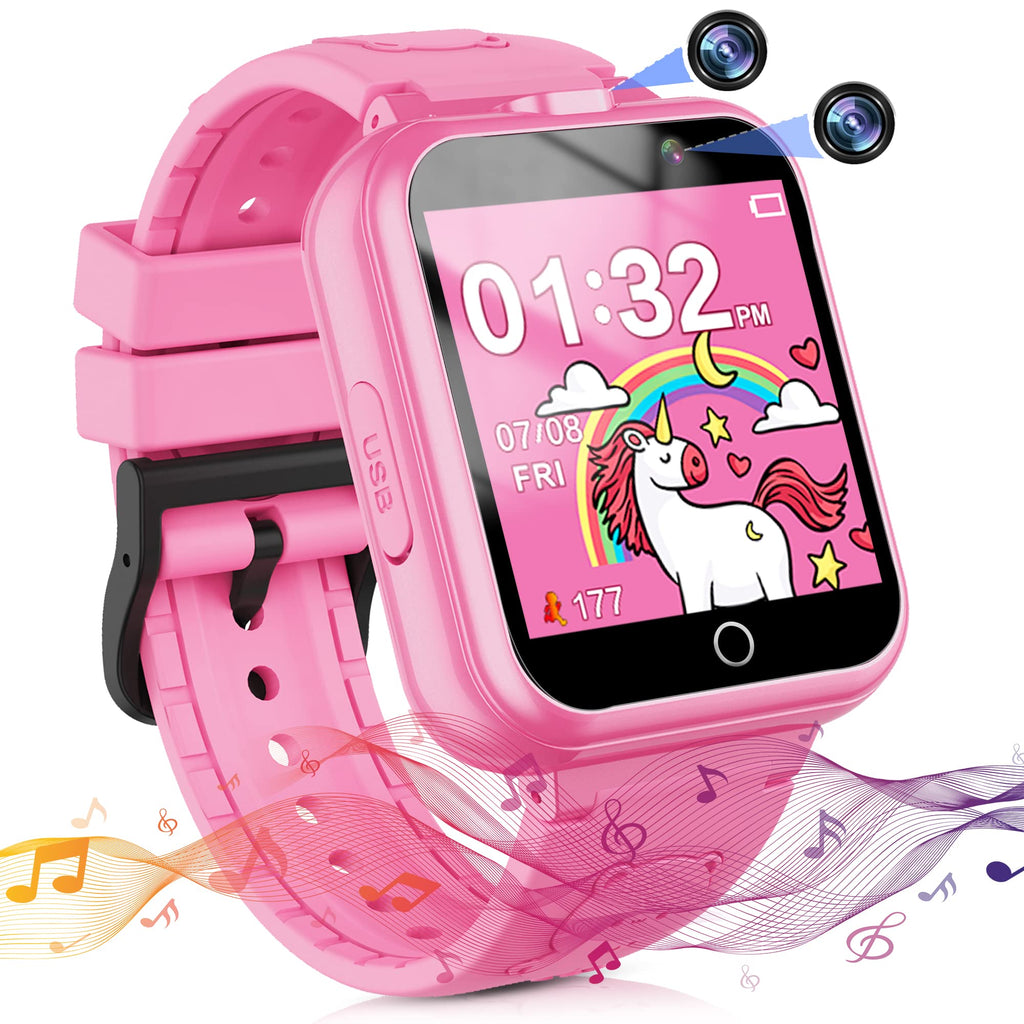  [AUSTRALIA] - Smart Watch for Kids Girls Boys, Kids Watches with Dual Cameras 24 Learning Games Music Video Pedometer Alarm Calculator Watches, Gift for 3-10 Years Olds Girls Boys(Pink) Pink
