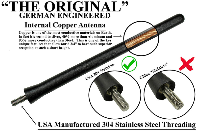 AntennaMastsRus - The Original 6 3/4 Inch is Compatible with Jeep Wrangler (1986-2005) - Car Wash Proof Short Rubber Antenna - Internal Copper Coil - Premium Reception - German Engineered 6 3/4" Inch - PREMIUM CHOICE Black - LeoForward Australia