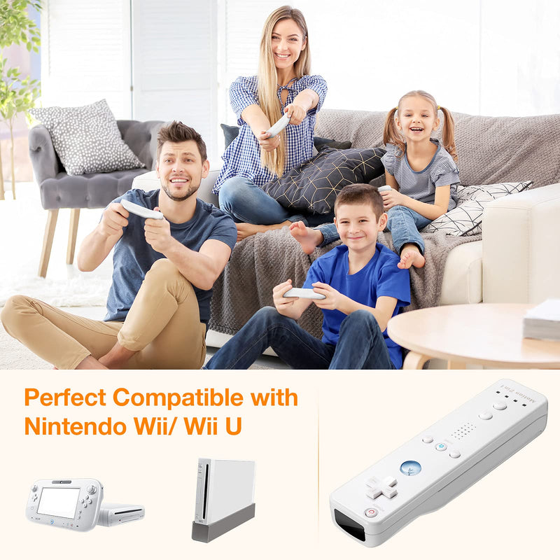  [AUSTRALIA] - Wii Remote Controller, Wireless Game Wii Remote with Motion Plus for Nintendo Wii and Wii U, with Silicone Case and Wrist Strap (2-Pack, White)