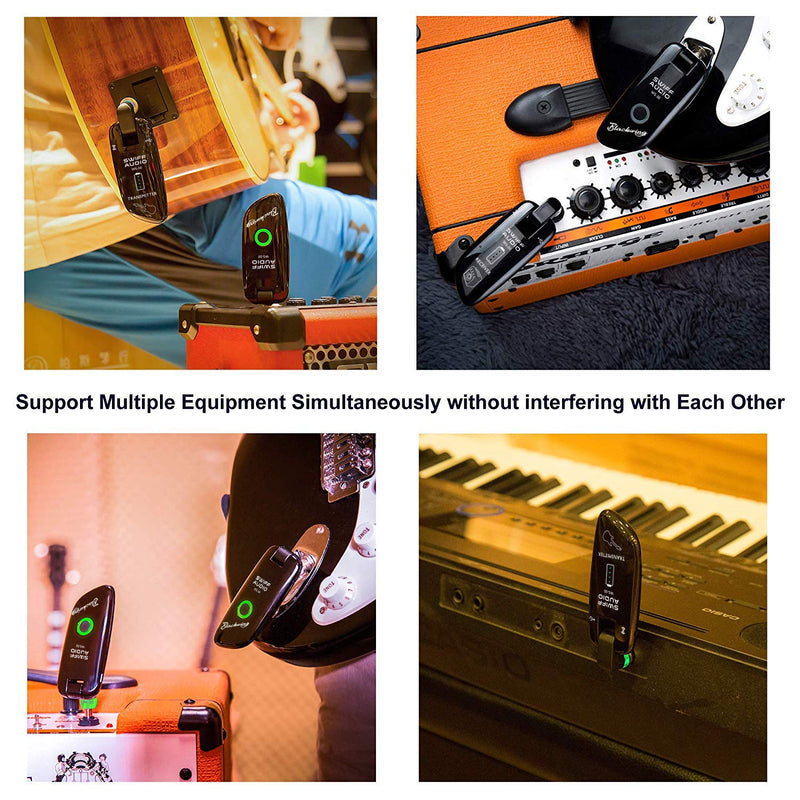 [AUSTRALIA] - SWIFF High-Grade Electronic Guitar Wireless System Rechargeable Guitar Transmitter Receiver Support Multi Channels and 5.5 Hours Long Battery Life for All Electric Musical Instruments