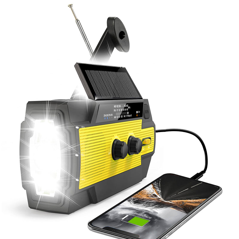  [AUSTRALIA] - 2022 Newest Emergency Crank Radio，4000mAh-Solar Hand Crank Portable AM/FM/NOAA Weather Radio with 1W Flashlight & Motion Sensor Reading Lamp，Cell Phone Charger,SOS Alarm for Home and Emergency(Orange)