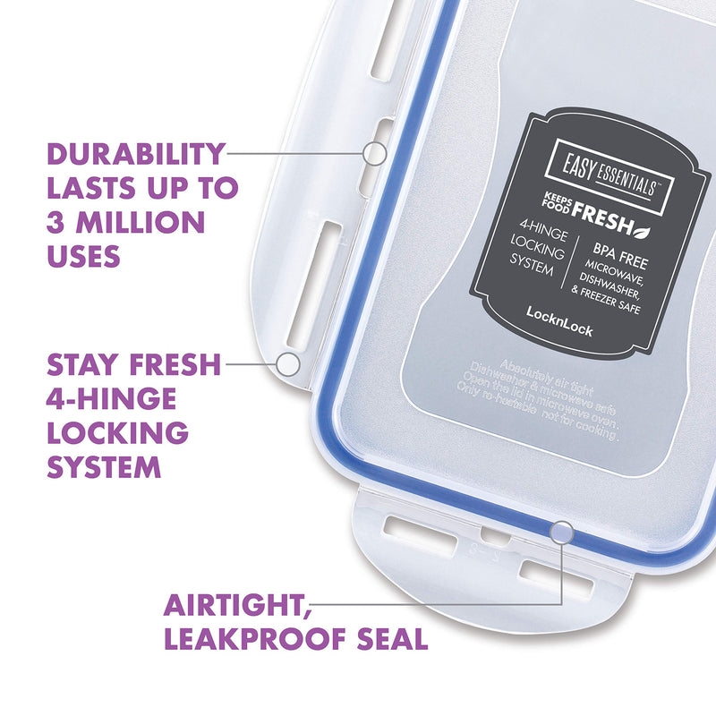 LOCK & LOCK Easy Essentials Food Storage lids/Airtight containers, BPA Free, 6-Piece, Clear - LeoForward Australia
