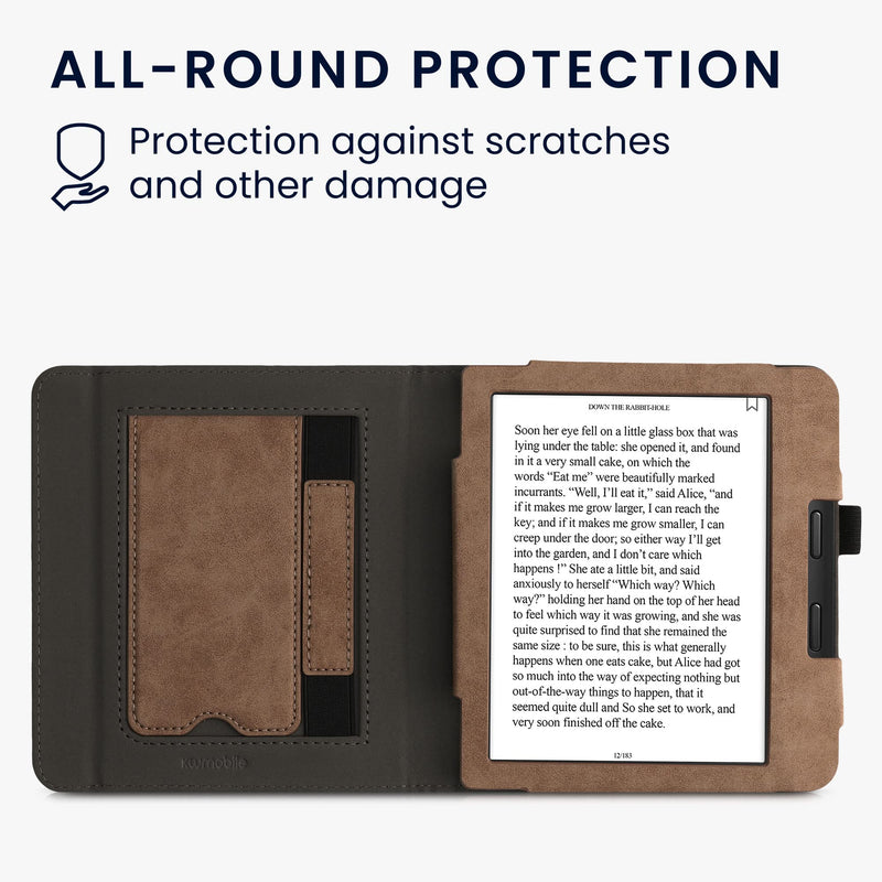  [AUSTRALIA] - kwmobile Case Compatible with Kobo Libra 2 - Synthetic Suede Cover - Navigational Compass Brown Navigational Compass 05