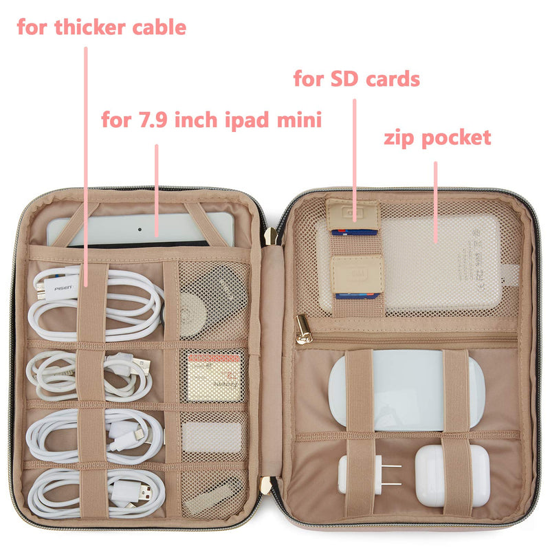  [AUSTRALIA] - BAGSMART Electronic Organizer Travel Cable Organizer Electronics Accessories Cases for 7.9’’ iPad Mini, Cables, Chargers, USB, SD Card (Pink)