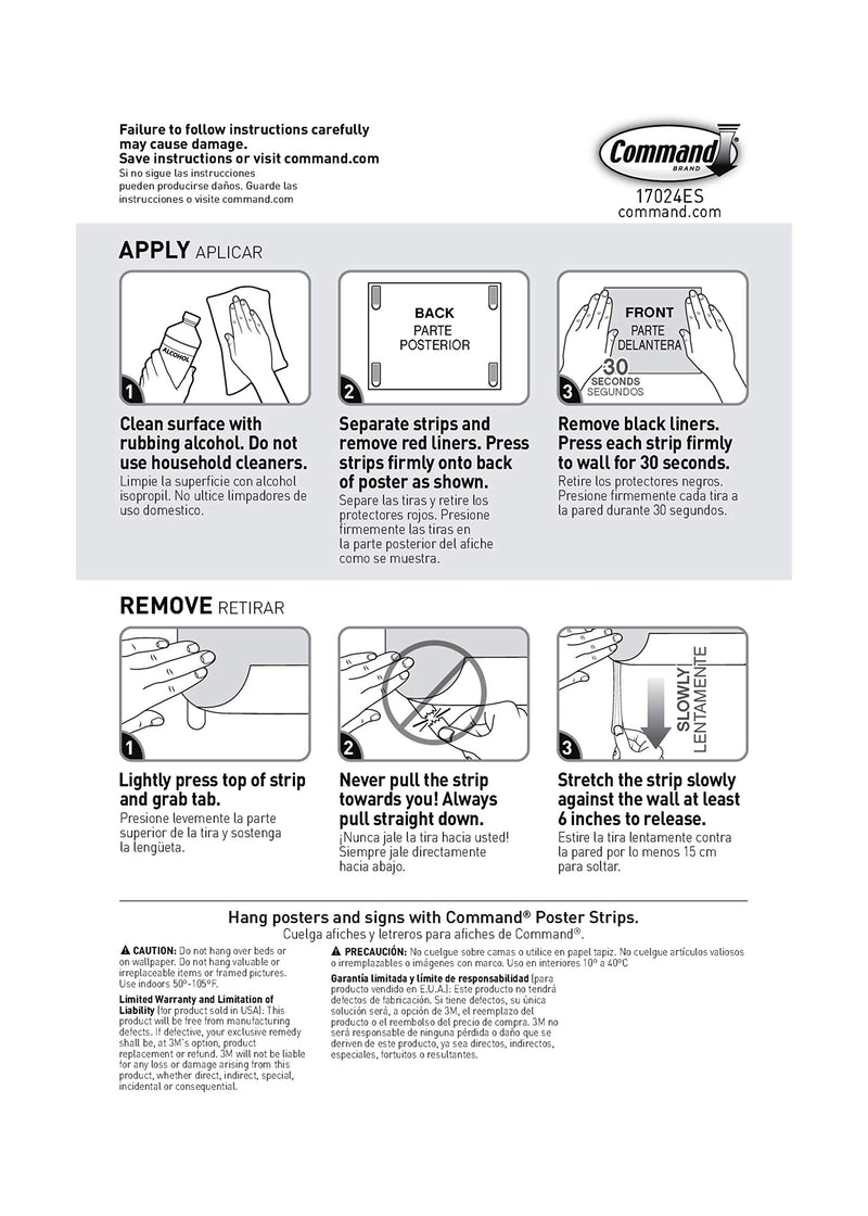 Command Poster Hanging Strips Value Pack, Small, White, 60-Strips, Decorate Damage-Free 60 Strips - LeoForward Australia