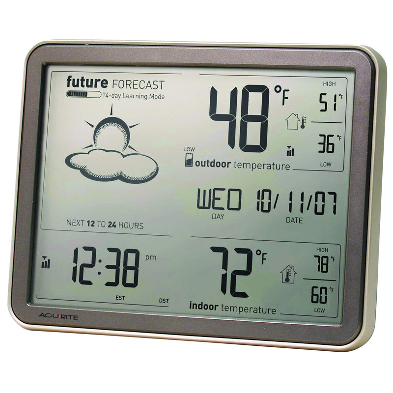  [AUSTRALIA] - AcuRite 75077A3M Self-Learning Forecast Wireless Weather Station with Large Display and Atomic Clock, Brown, Rose Gold Monochrome Display