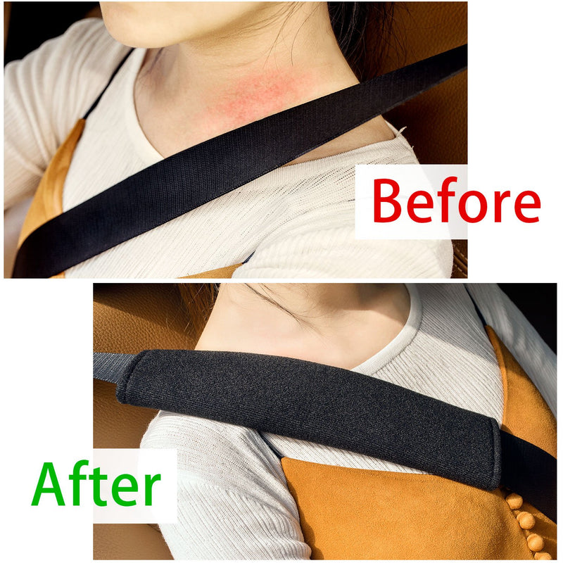  [AUSTRALIA] - 6PCS Car Seat Belt Covers Soft Faux Sheepskin Shoulder Strap Pad for Adults (Black)