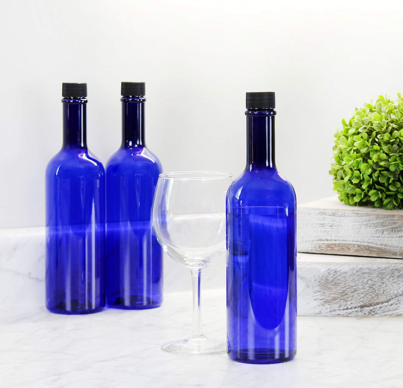  [AUSTRALIA] - Cornucopia Plastic Wine Bottles (10-Pack, Blue); Empty Bordeaux-Style Wine Bottles with Screw Caps and Seals 10