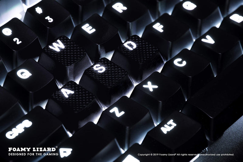 Pro Rubber Keycap Set by Foamy Lizard - Backlit Set of Cherry MX Compatible OEM Profile Double Shot Shine-Through Keys with Key Puller (Black - Set of 18) Black - Set of 18 - LeoForward Australia