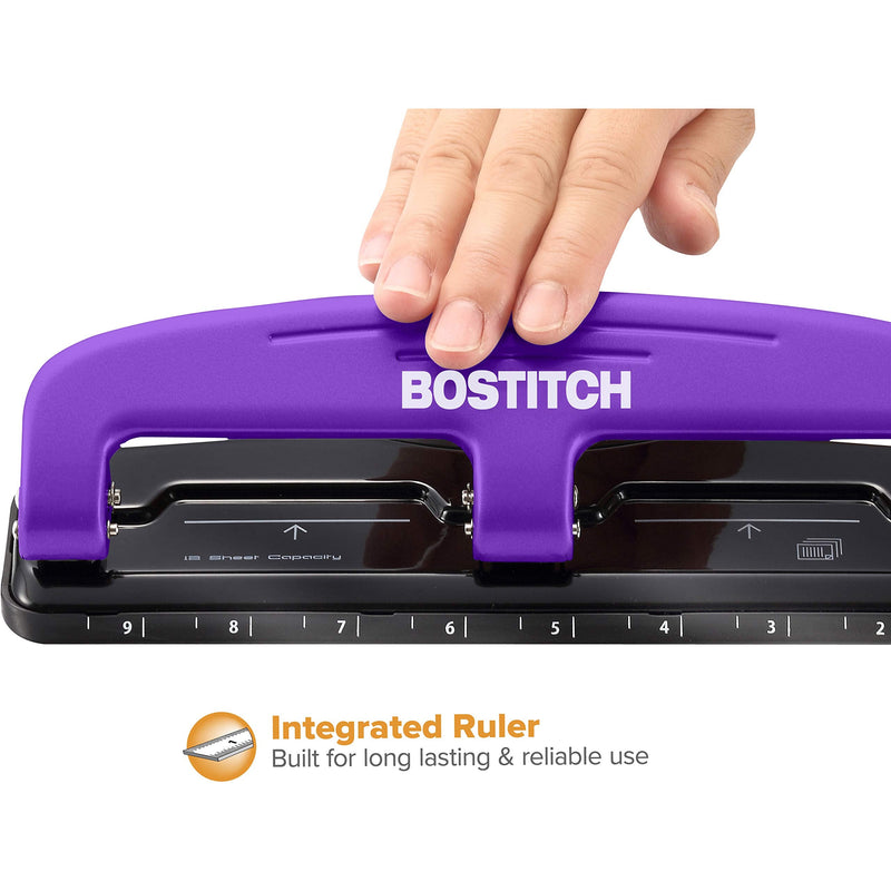  [AUSTRALIA] - Bostitch Office EZ Squeeze Reduced Effort 3-Hole Punch, 12 Sheets, Purple (2105), 1.6" x 3" x 11"