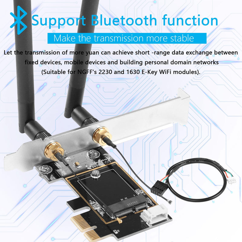  [AUSTRALIA] - PCIe WiFi Card 1200Mbps (5Ghz&2.4GHz) PCIE Wireless Network Adapter, Bluetooth 5.2/5/4.2/4.0, for NGFF 2230/1630 E-Key WiFi Modules