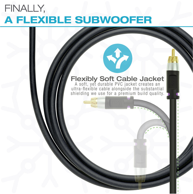 Mediabridge ULTRA Series Subwoofer Cable (25 Feet) - Dual Shielded with Gold Plated RCA to RCA Connectors - Black - LeoForward Australia