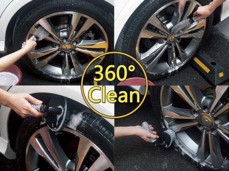  [AUSTRALIA] - 2 Pcs Steel and Alloy Wheel Cleaning Brush, Rim Cleaner for Your Car, Motorcycle or Bicycle Tire Brush Washing Tool