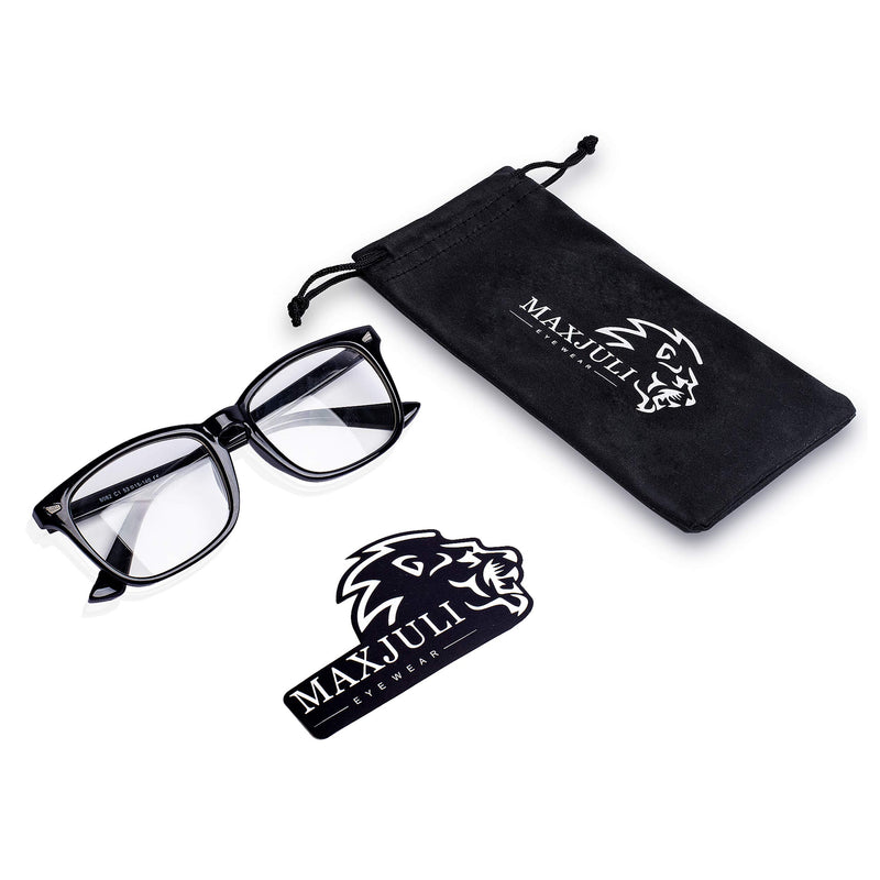  [AUSTRALIA] - Maxjuli Fake Glasses with Cute Nerd Frame Reading/Gaming/TV/Phones Glasses for Women Men 6009 Black Shiny