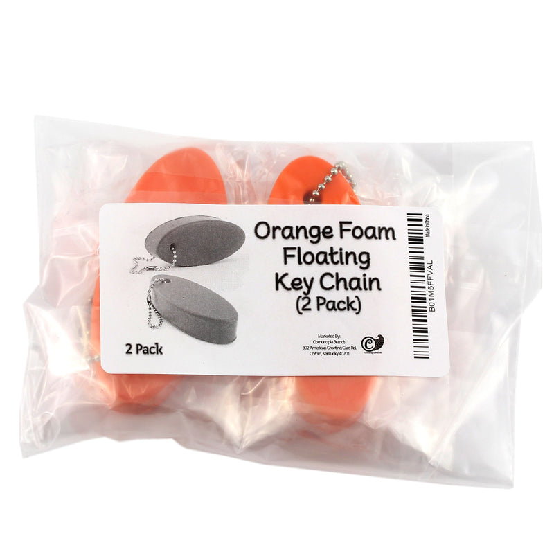  [AUSTRALIA] - Cornucopia Brands Orange Foam Floating Key Chain Key Floats (2 Pack); Great Keychain for Boating,Fishing, Sailing and Outdoor Sports
