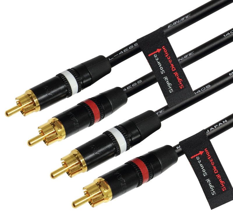 3.5 Foot RCA Cable Pair - Made with Canare L-4E6S, Star Quad, Audio Interconnect Cable and Neutrik-Rean NYS Gold RCA Connectors - Directional Design - Custom Made by WORLDS BEST CABLES - LeoForward Australia