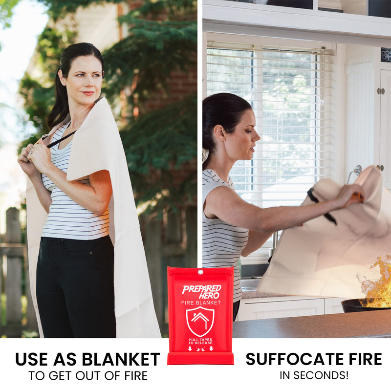  [AUSTRALIA] - Prepared Hero Emergency Fire Blanket - 1 Pack - Fire Suppression Blanket for Kitchen, 40” x 40” Fire Blanket for Home, Fiberglass Fire Blanket