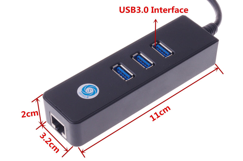  [AUSTRALIA] - SMAKN [3-Port USB 3.0 + 1-Port RJ45] 3 Ports USB 3.0 Hub with RJ45 10/100/1000 Gigabit Ethernet Converter LAN Wired Network Adapter for Laptops, Ultrabooks and Tablet PCs