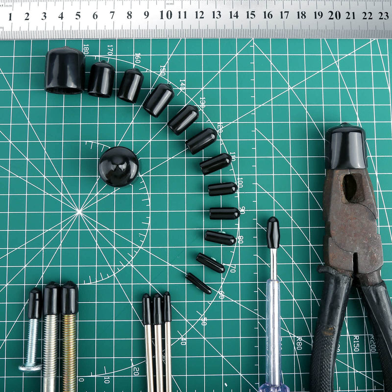  [AUSTRALIA] - 158 PCS Round Rubber End Caps, Vinyl Tube Bolt Cap, Screw Bolt Screw Rubber Thread Protector Caps Cover