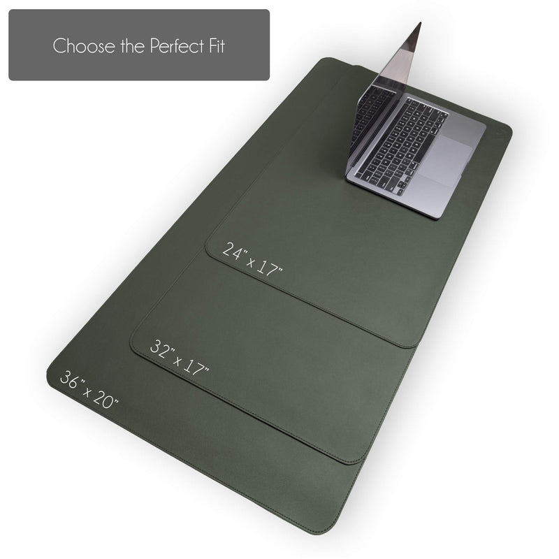 Non-Slip Leather Desk Pad 32” x 17”, Vine Creations Desk Mat Protector Waterproof Dark Green - 2021 Upgraded Sewing PU Leather Mouse Pad Writing Surface, Office Decor Desktop Blotter for Top of Desk 32" x 17" - LeoForward Australia