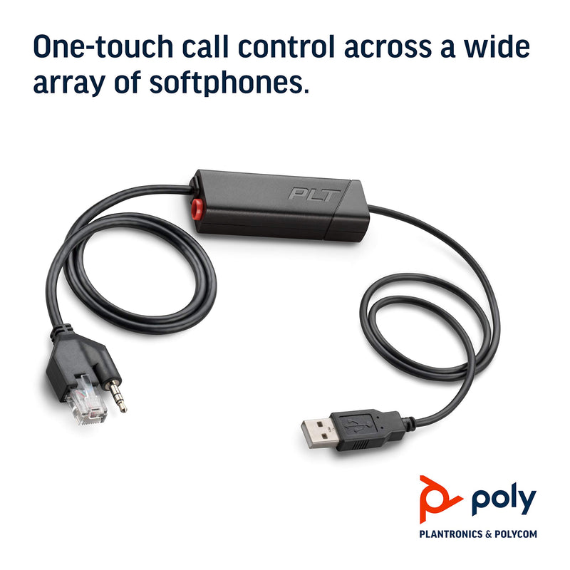  [AUSTRALIA] - Poly (Plantronics + Polycom) Plantronics - Electronic Hook Switch APU-76 (Poly) - Cable for DECT and 900 MHz Headset - One Touch Call Control, Black (211076-01)