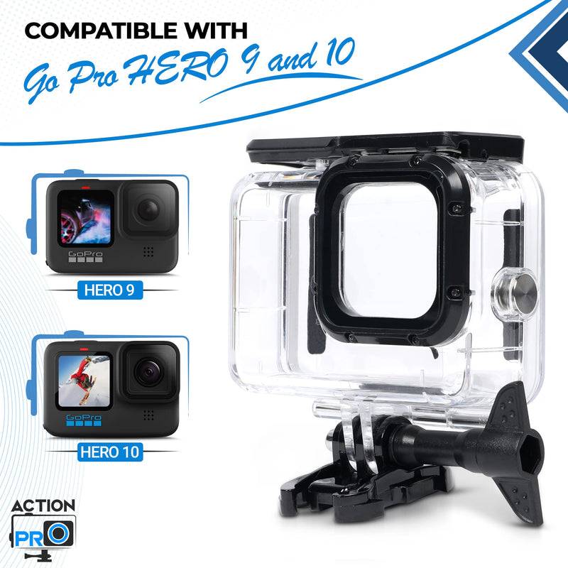  [AUSTRALIA] - Action Pro Waterproof Case for GoPro Hero 10 & 9 | Shock-Proof Diving Underwater Protective Plastic Case | Housing Shell with Optical Tempered Glass