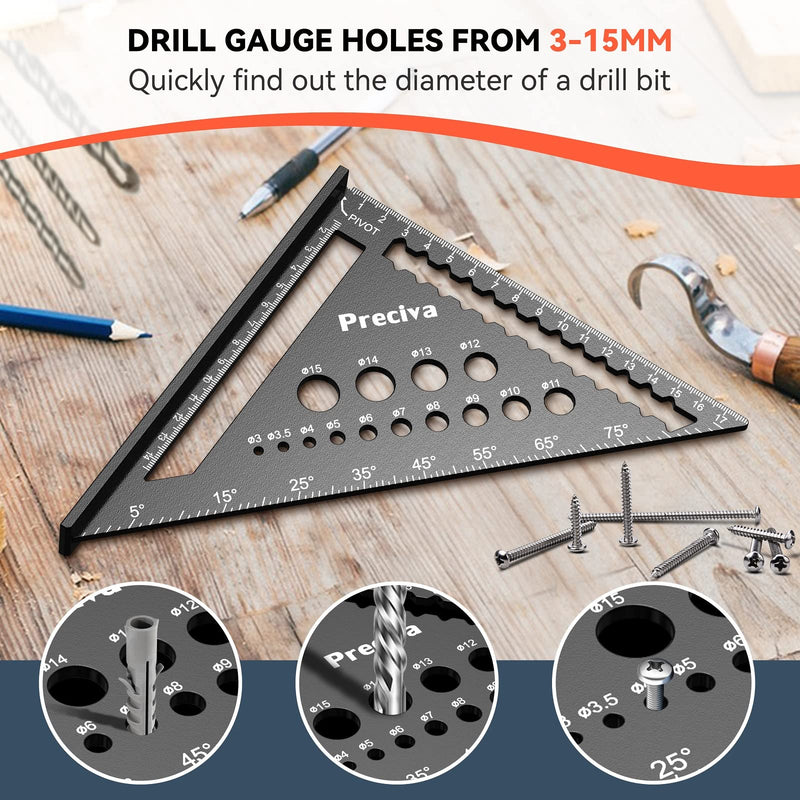  [AUSTRALIA] - Carpenter's square, multifunctional stop square, metal, aluminum ruler, angle guide, 18 cm, carpenter's square, carpenter's square, protractor, stop square, 45 and 90 degree angle, marking ruler