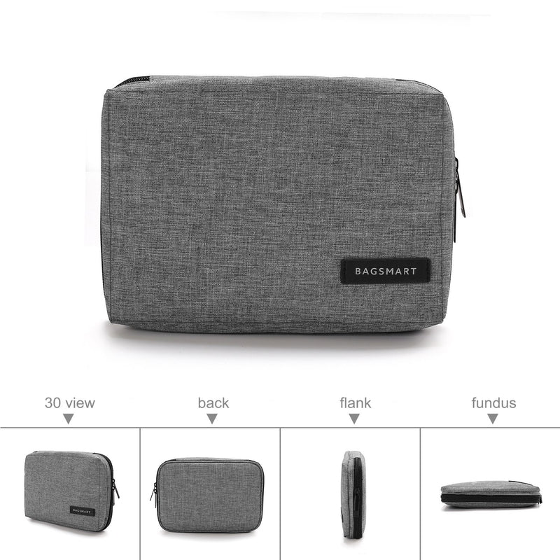  [AUSTRALIA] - BAGSMART Electronic Organizer Small Travel Cable Organizer Bag for Hard Drives, Cables, USB, SD Card Grey